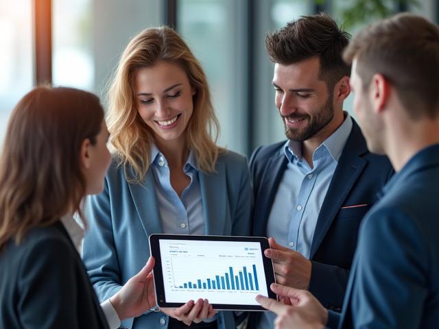 Professionnels analysant des graphiques de croissance pour élaborer des stratégies d'entreprise.